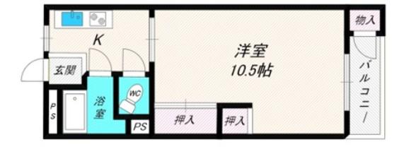 ＪＲ桜島線 桜島駅 徒歩9分 4階建 築58年(1K/4階)の間取り写真
