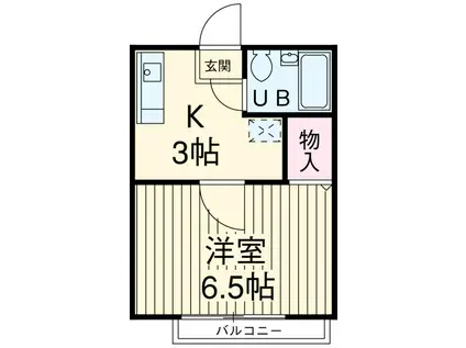 國恵ハイムC棟(1K/2階)の間取り写真