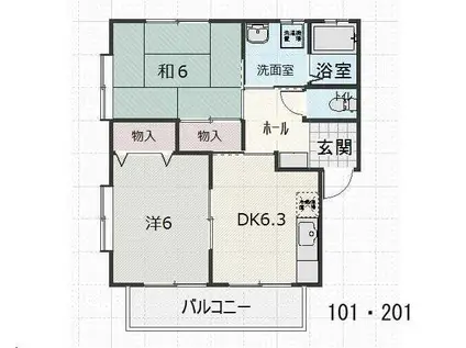 小笠原ハイツ B(2DK/1階)の間取り写真