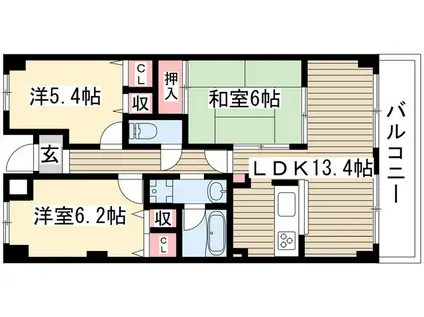 セレニール香南(3LDK/3階)の間取り写真