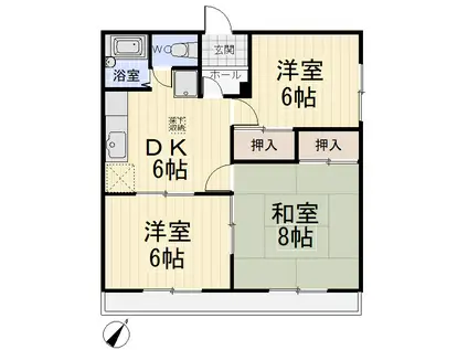 ジョイフル足立(3DK/1階)の間取り写真