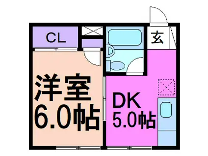 新鹿沼ロイヤルマンション(1DK/1階)の間取り写真