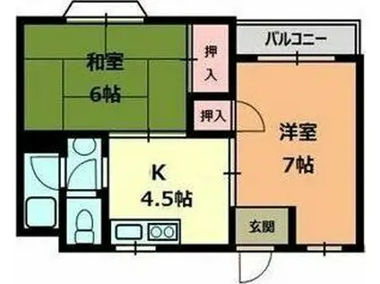 登町ハイツ(2K/2階)の間取り写真