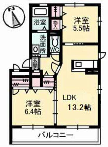 サンライズスクエアA(2LDK/3階)の間取り写真