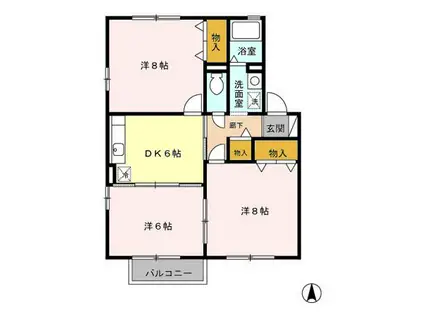 COMODO楠 A(3DK/2階)の間取り写真