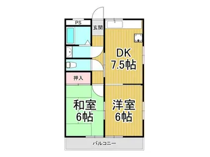 エステ-ト宮本(2DK/3階)の間取り写真