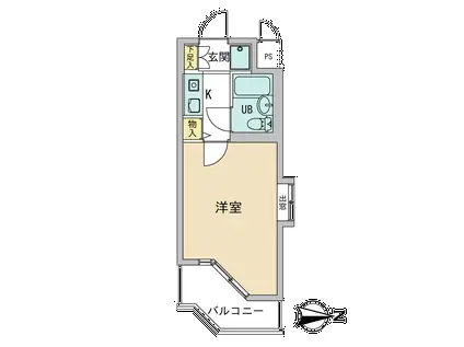 デトムワン伏見(1K/4階)の間取り写真