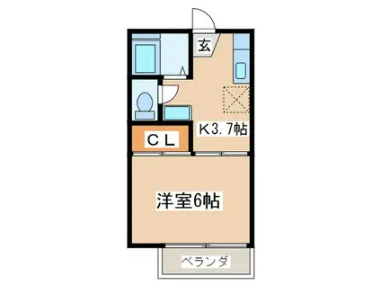 ファミーユ成瀬(1K/1階)の間取り写真