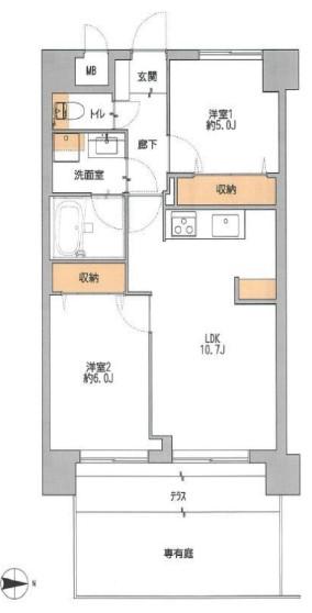 ライオンズマンション古河(2LDK/1階)の間取り写真