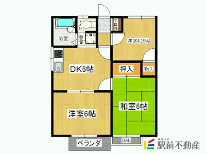 みのおハイム(3DK/1階)の間取り写真