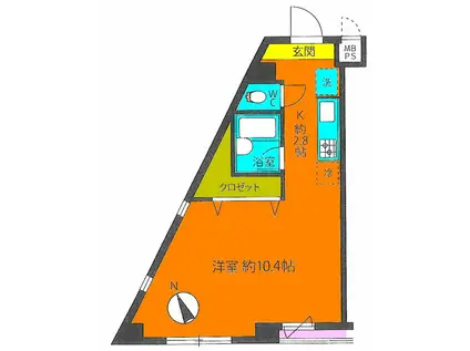 東武東上線 上板橋駅 徒歩7分 3階建 築24年(ワンルーム/3階)の間取り写真