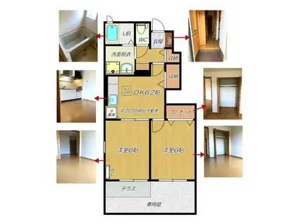 ソレアード・ヒルズ(2DK/1階)の間取り写真