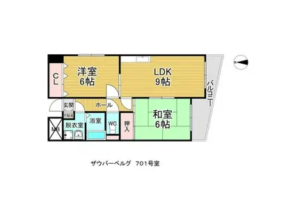 ザウバーベルグ(2LDK/7階)の間取り写真