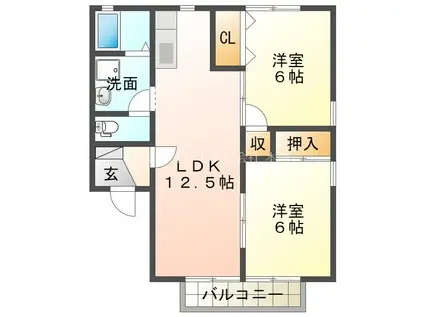 セジュールみる(2LDK/1階)の間取り写真