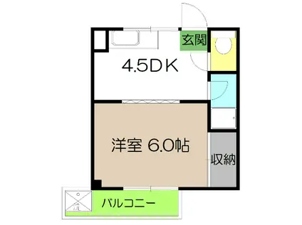 シティハイツヒロ(1DK/4階)の間取り写真