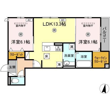 D-ROOM高須2丁目 A棟(2LDK/1階)の間取り写真