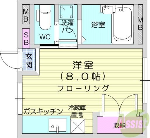 レジデンスUENO(ワンルーム/2階)の間取り写真