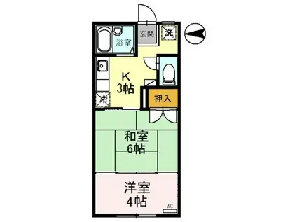 リバーサイドKM(2K/1階)の間取り写真