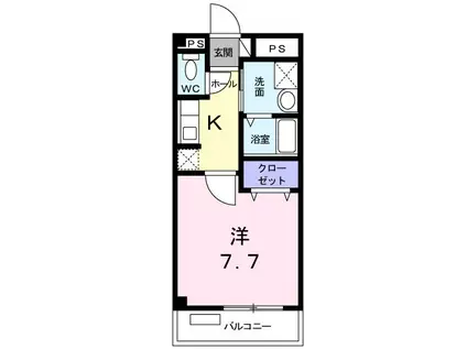 エスポワール宮本(1K/1階)の間取り写真