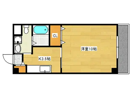 ラフォーレ観音(1K/2階)の間取り写真