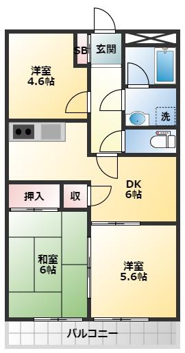マルヨシハイツ(3DK/2階)の間取り写真