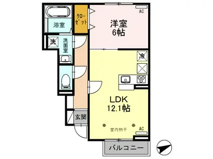 アヴニール(1LDK/1階)の間取り写真