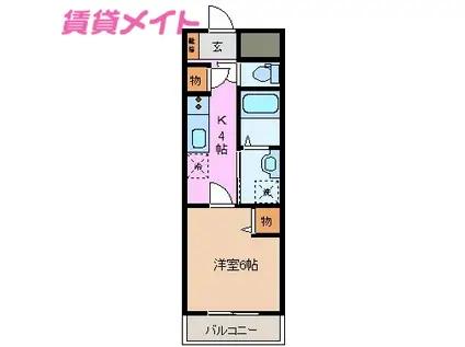 RISE(1K/2階)の間取り写真