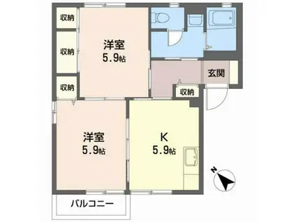 メゾン・グラーヴェ(2K/1階)の間取り写真