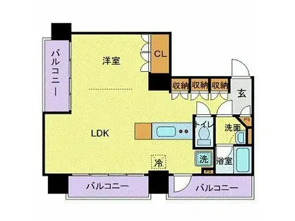 フロリス オーランティウム3(1LDK/6階)の間取り写真