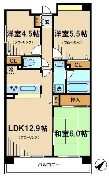 KS桜川 3階階 間取り