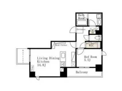 デュオフラッツ上野松が谷(1LDK/11階)の間取り写真