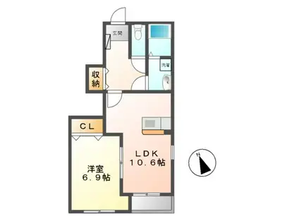 SUN PRESS C棟(1LDK/1階)の間取り写真