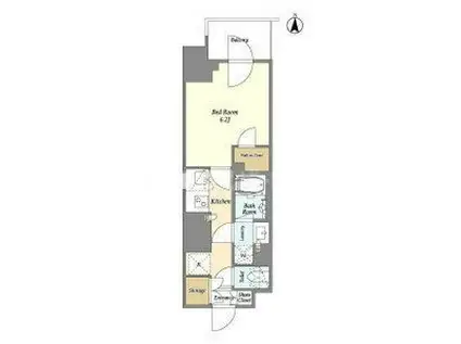 ドゥーエ亀戸(1K/13階)の間取り写真