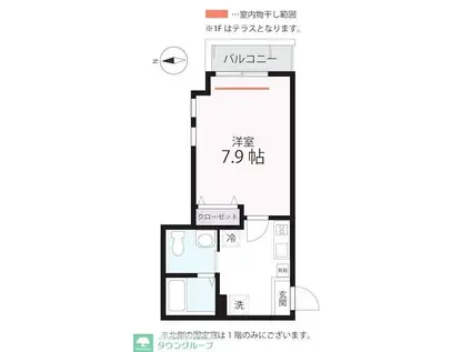 ハーミットクラブハウス GHITAS(1K/2階)の間取り写真