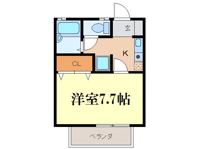 カーサ中央(1K/2階)の間取り写真