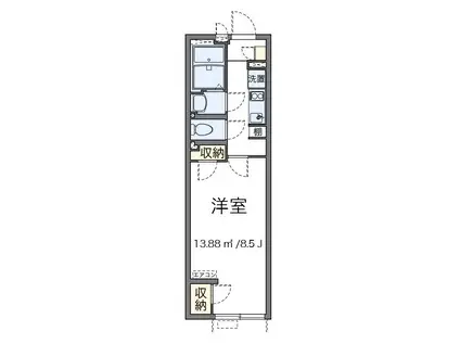 サンシティ八王子(1K/1階)の間取り写真
