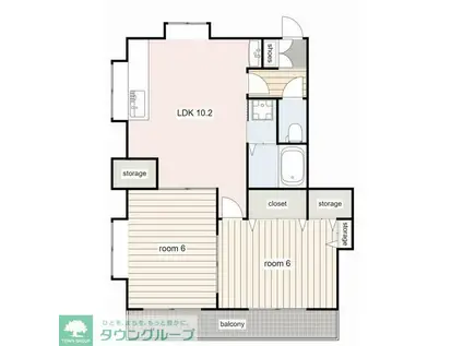 それいゆ一ツ橋一番館(2LDK/2階)の間取り写真