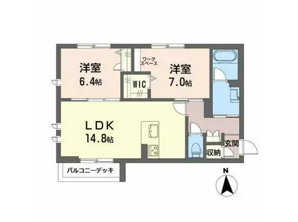 シャーロット(2LDK/1階)の間取り写真
