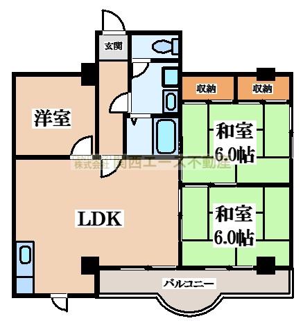 サニーコート(2SLDK/4階)の間取り写真