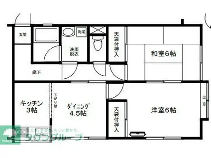 ガーデンハイツ(2DK/1階)の間取り写真