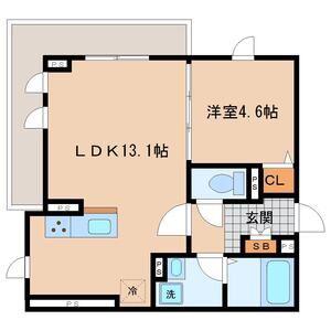 LUANA・AIR・RESIDENCE宮町(1LDK/2階)の間取り写真