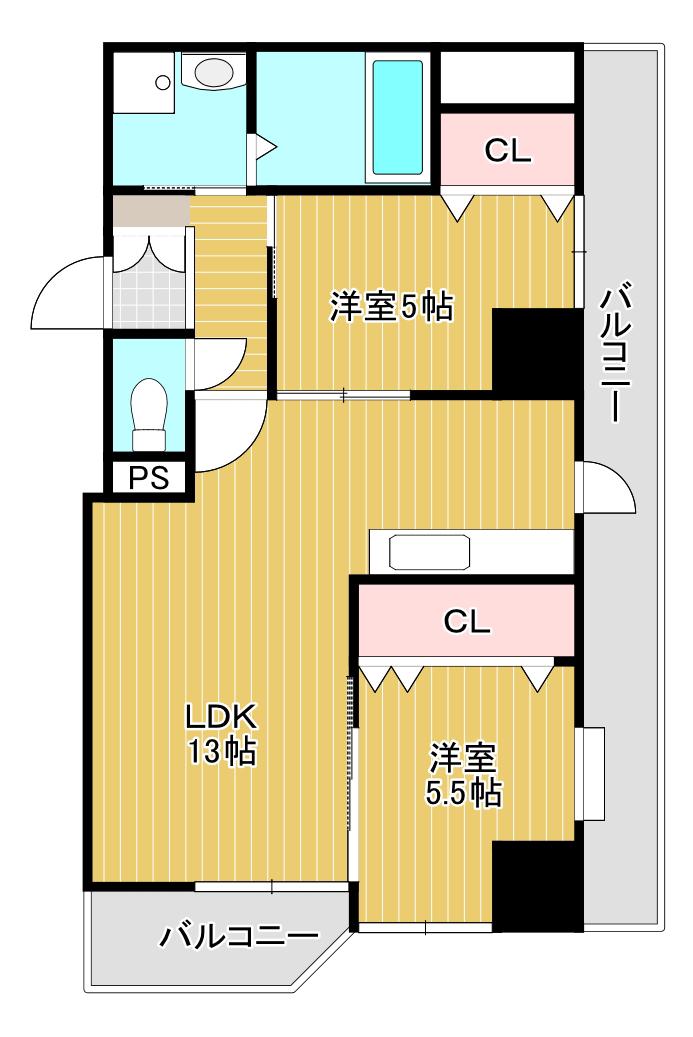 カーサ・コンフォリア(2LDK/4階)の間取り写真