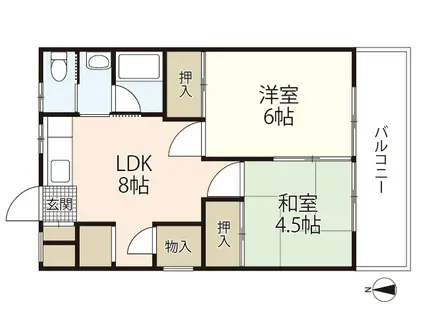 沓水ビル(2DK/2階)の間取り写真