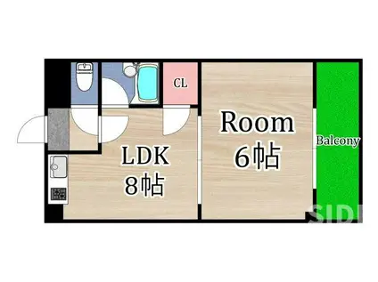 モリビル京橋(1LDK/5階)の間取り写真