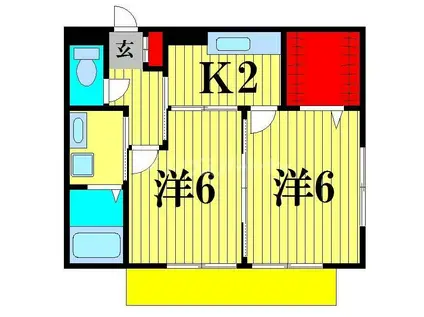 クレール岩瀬(2K/1階)の間取り写真