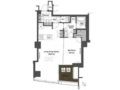スカイハウス浜離宮(1LDK/16階)の間取り写真