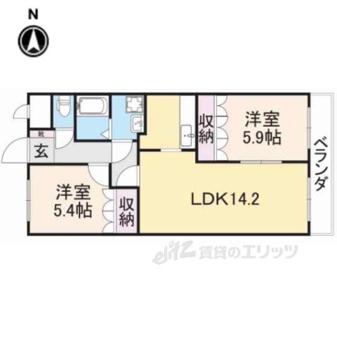 パインヒルズⅠ(2LDK/2階)の間取り写真
