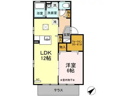 クオリス(1LDK/1階)の間取り写真