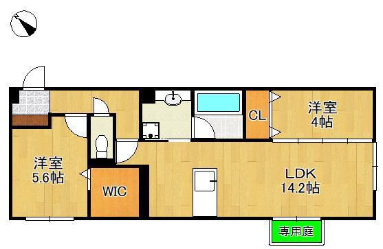 D-ROOM浅生(2LDK/1階)の間取り写真