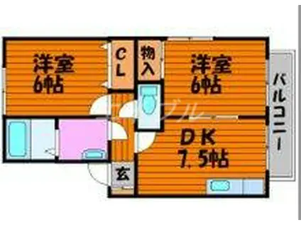 ディアコートLOVEIII(2DK/1階)の間取り写真